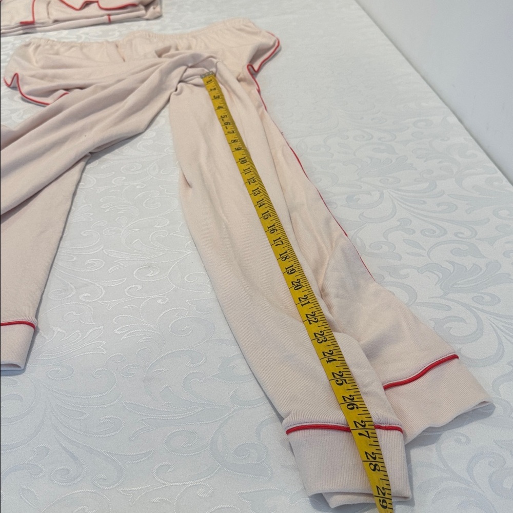 Magnolia Cream Pajama Set with Red Trim - Picture 14 of 16
